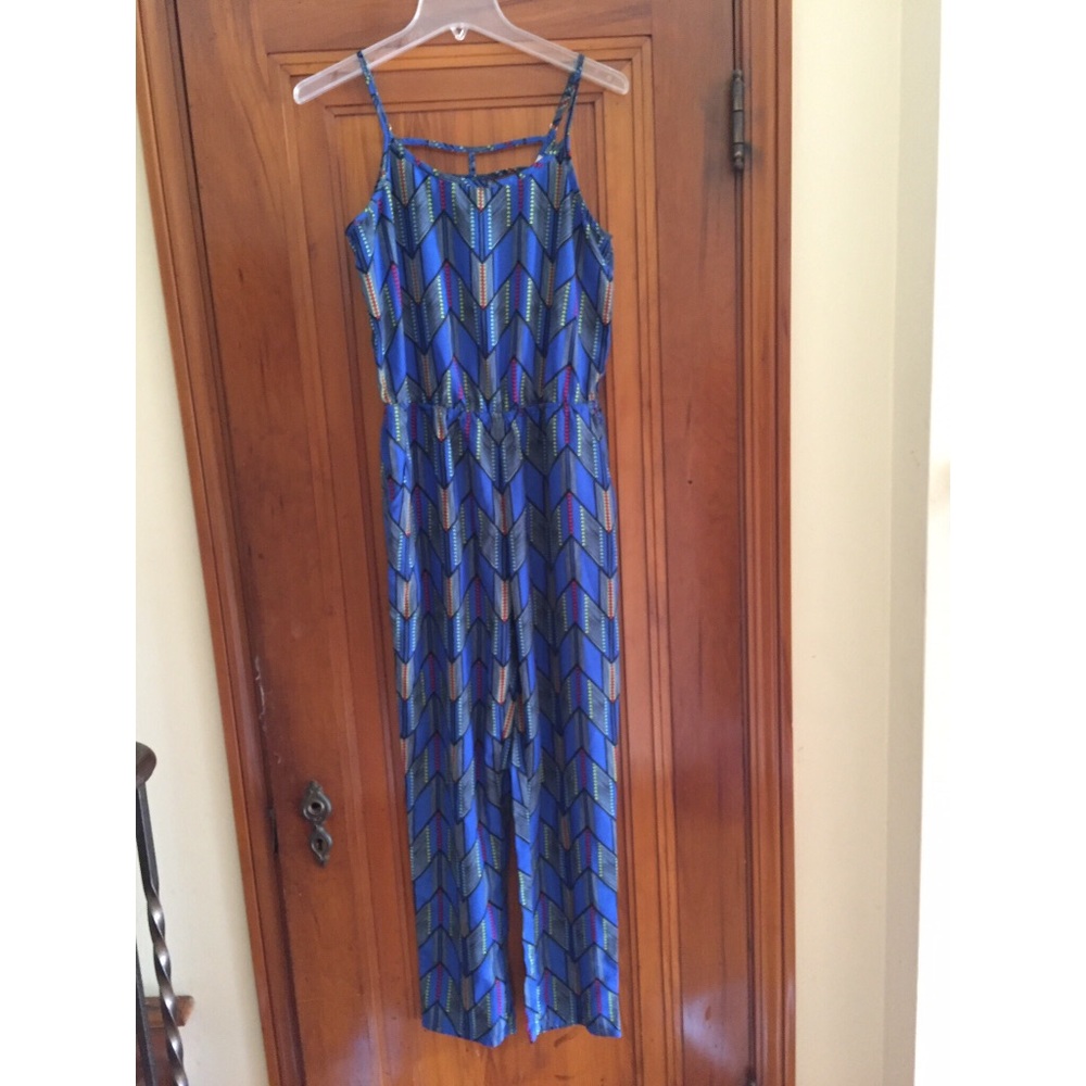 Tribal Printed Blue Jumpsuit